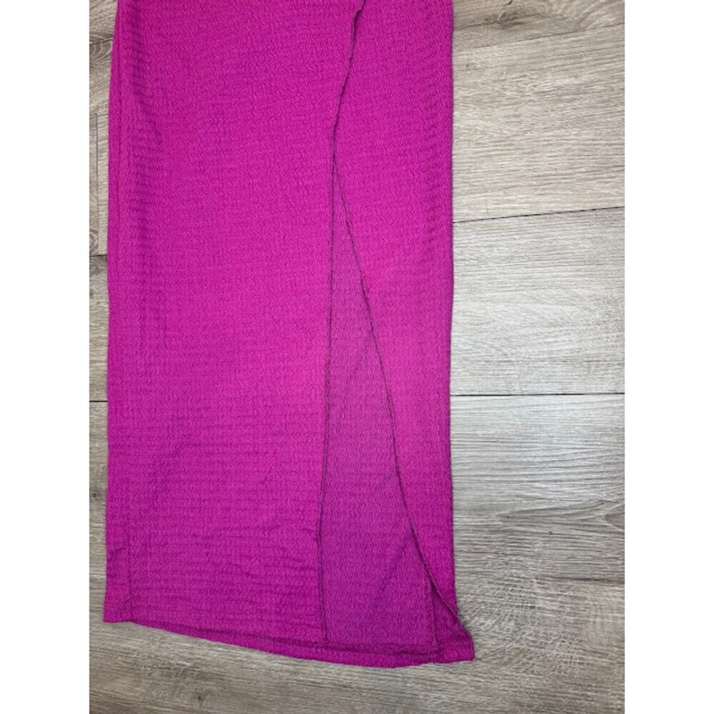 Purple Textured 2 Piece Skirt Set Puff Sleeve Crop Top Wrap Maxi Skirt XS - Picture 2 of 7